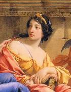 Simon Vouet Detalhe da musa Calliope no quadro The Muses Urania and Calliope oil